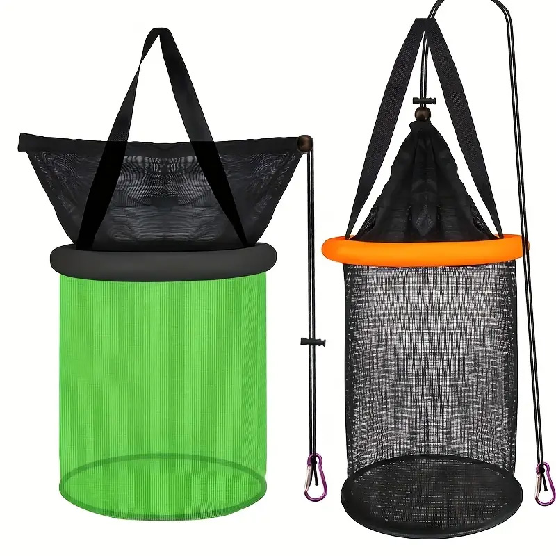 Rede de proteção de peixes de náilon, plástico pendurado preto verde, protetor de peixes preto laranja de náilon, dobrável portátil, peixe flutuante de alta qualidade g: Vermelho