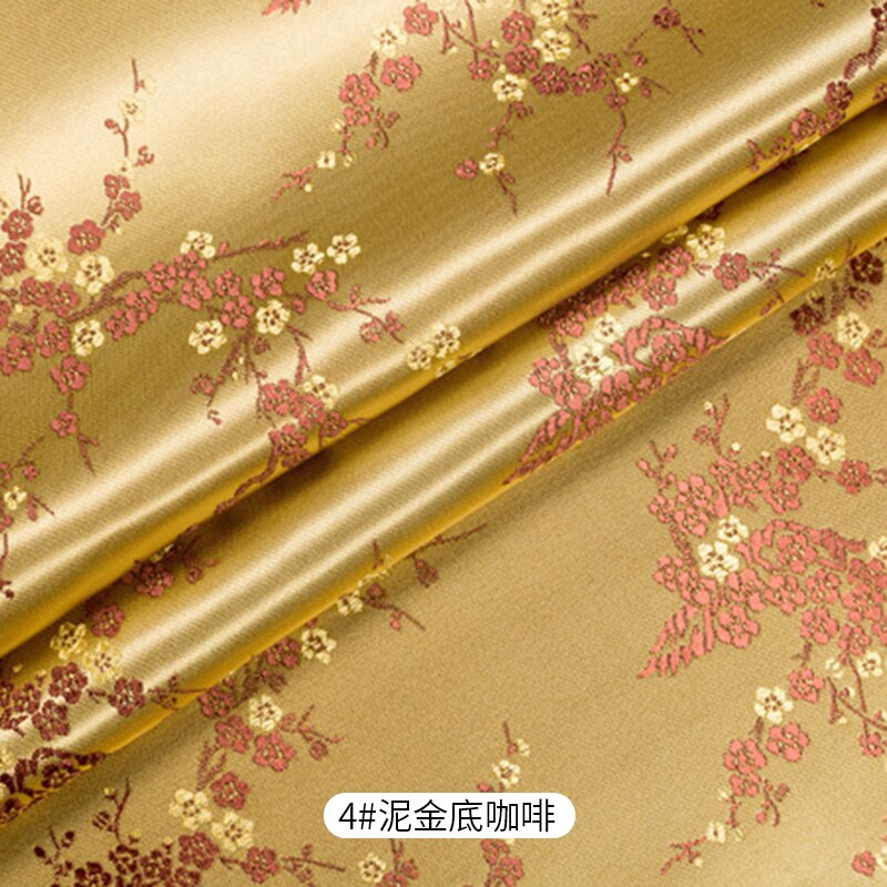 Retro jacquard pattern brocade cloth satin fabric jacquard pattern flower cloth and seam uniform cheongsam DIY: Gold / 40X45cm small piece