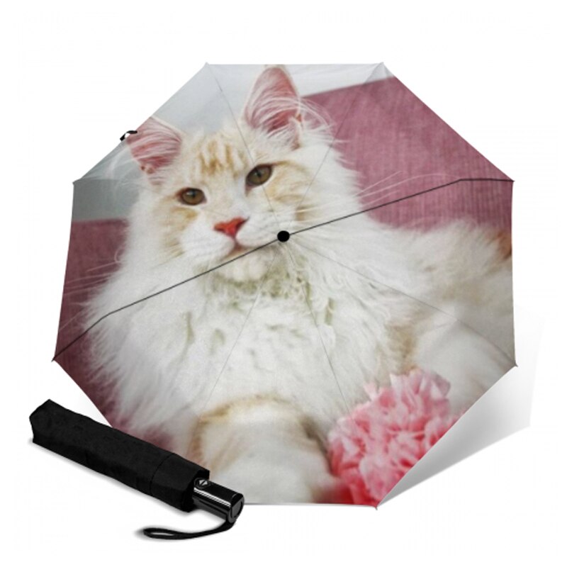 Paraguas de Sol de gato blanco para mujer, protector solar de gatito, 3 Paraguas plegables para niños, Parapluie de Anti-uv: YSA2147