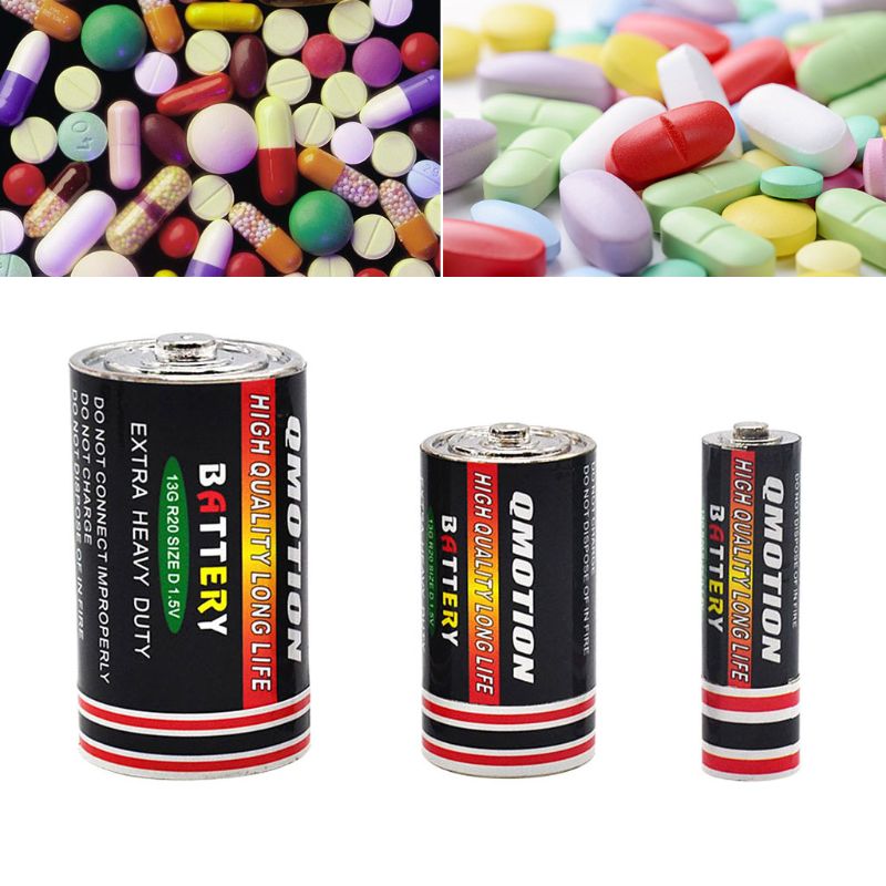 Battery Secret Stash Diversion Safe / Pill Case Hidden Compartment Pill Box Diversion Safe Storage Case