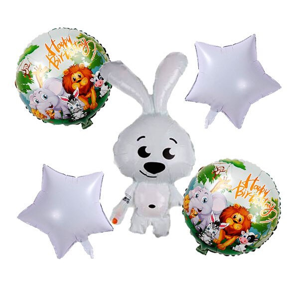 5 Pieces Cartoon Panda Balloons Kit 18 Inch Star & 18 Inch Round Happy Birthday Decor Balloon Animal Party Mylar Balloon