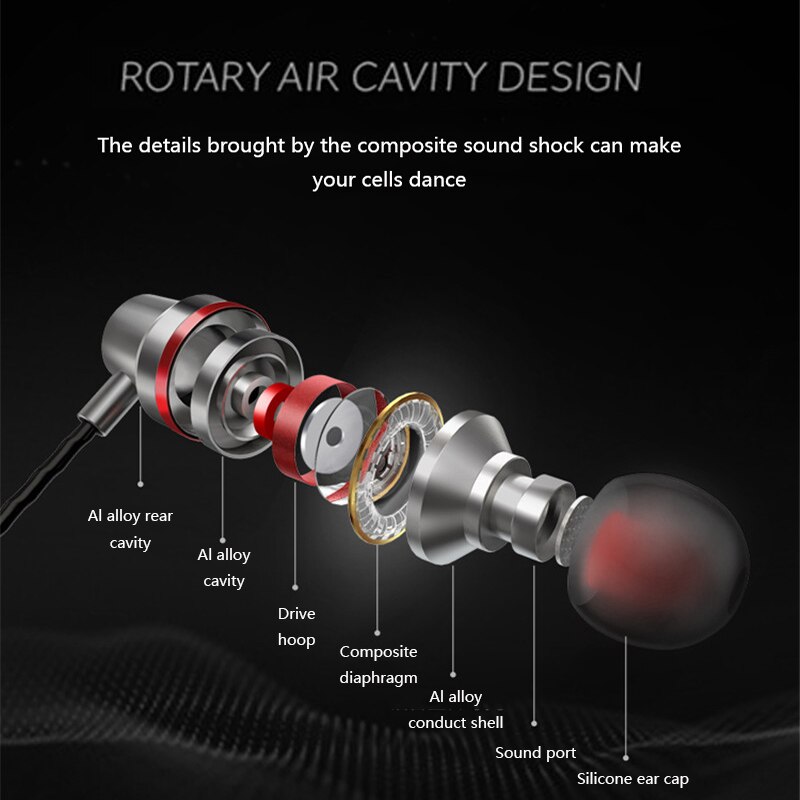 Type C Earphone Dynamic Drive HiFi USB-C Earbuds In-ear Bass Metal Sport Gaming Headset with Mic for Xiaomi Huawei HTC Samsung