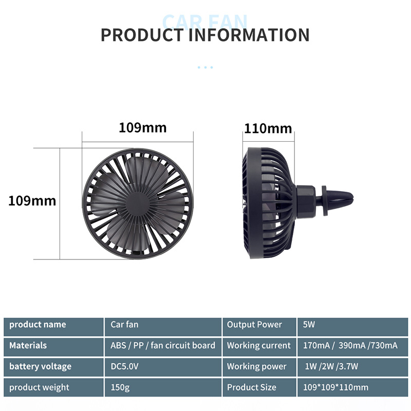 Ventilateurs portables personnels Mini USB refroidisseur d'air Rechargeable 3 vitesses réglable voiture bureau ventilateur de maison refroidissement