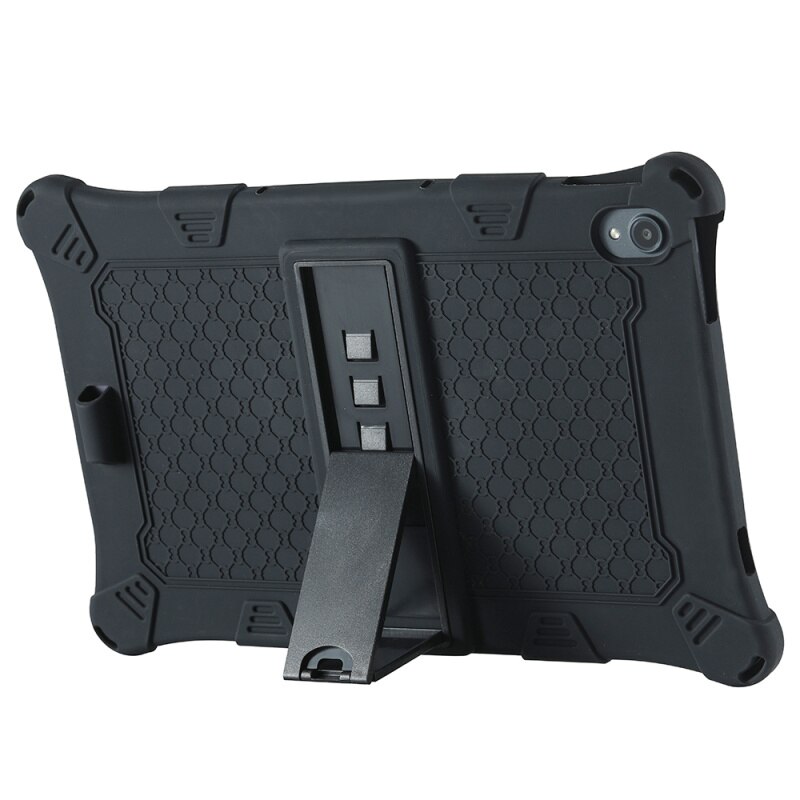 Kinderen Veilig Shockproof Silicone Case Voor Lenovo J706F 11.5Inch Tablet Met Afneembare Kickstand En Schouderband Voor Lenovo Pad: GSC-Black
