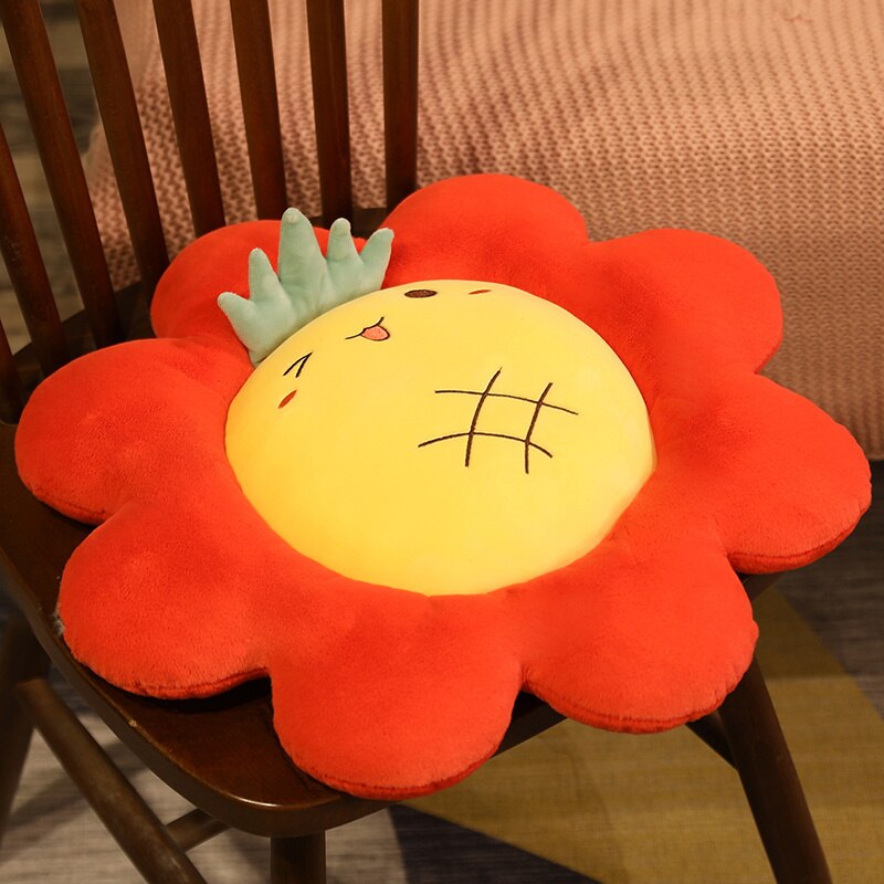 Flower Plush Cushions Strawberry Peach Pineapple Cactus Carrot Plushie Pillows Fruit Decor for Living Room Bedroom Tatami Floor: pineapple / 40cm