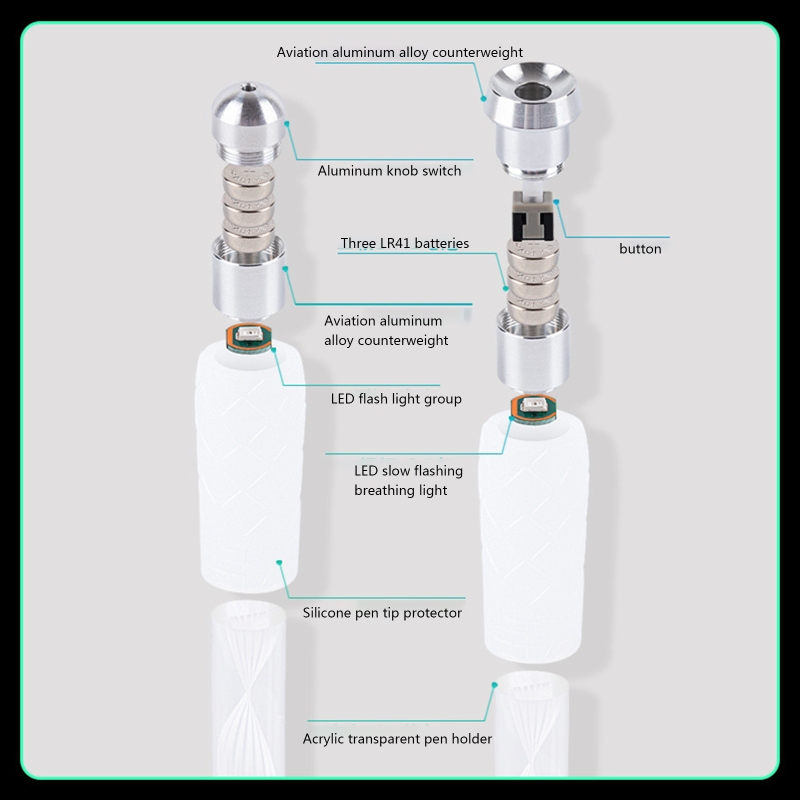 Fargerik spinnende penn finger roterende penn innebygd led-lys antiskli avtagbar studentunderholdningspenn for voksne