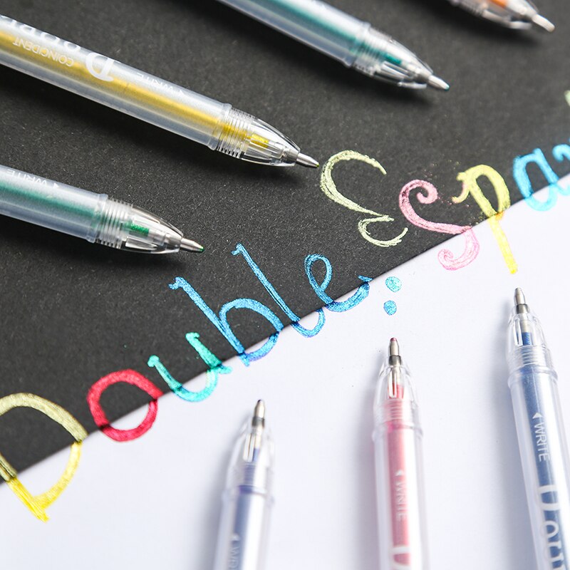 Stylo marqueur de couleur scintillante 4 ensemble/lot en métal couleur surbrillance dessin à la main écriture stylos de doublure papeterie école Art F792