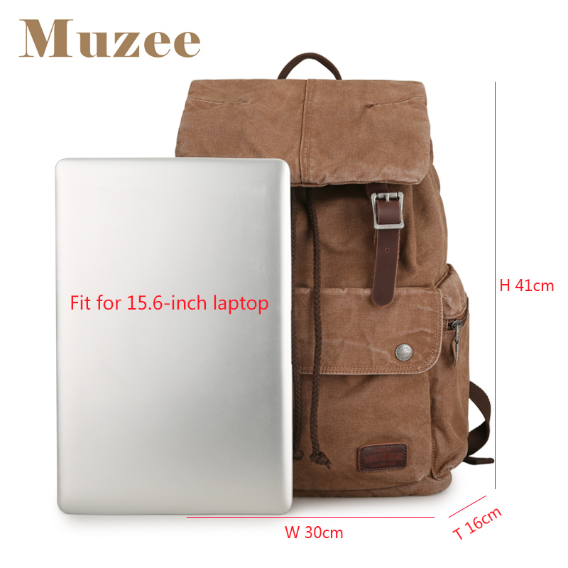 Muzee ryggsäck canvas hög kapacitet män ryggsäck 15.6 tum bärbar väska mochila kostym helgväskor