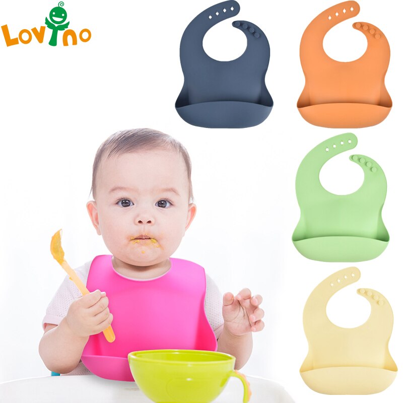 Bavaglino per bambini in Silicone morbido impermeabile tinta unita per bambini ragazza ragazzo bavaglino regolabile per bambini pranzo per bambini roba per l&#39;alimentazione roba per bambini Unisex