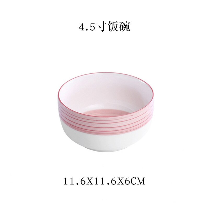 Nordic Stijl Huishoudelijke Keramische Servies Set Netto Rode Eenvoudige Schotel Japanse Creatieve Europese Gerechten Schotel Thee Set: 4.5 inch rice bowl