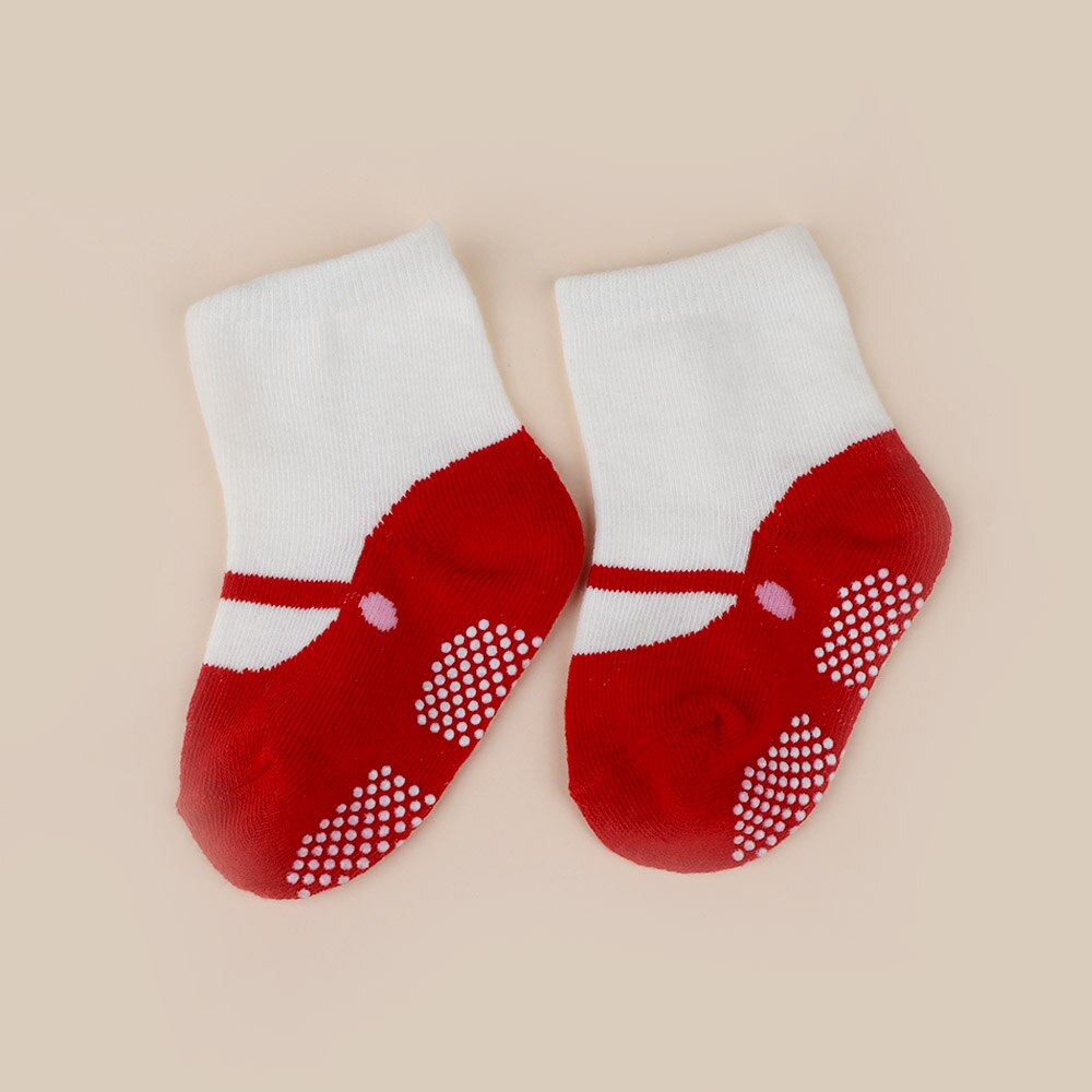 1 par Acessórios de Vestuário de Algodão Do Bebê Outono Inverno Infantil Das Crianças Das Meninas Do Bebê Meias Crianças Ballet Quente Skid Dança Meia: Vermelho