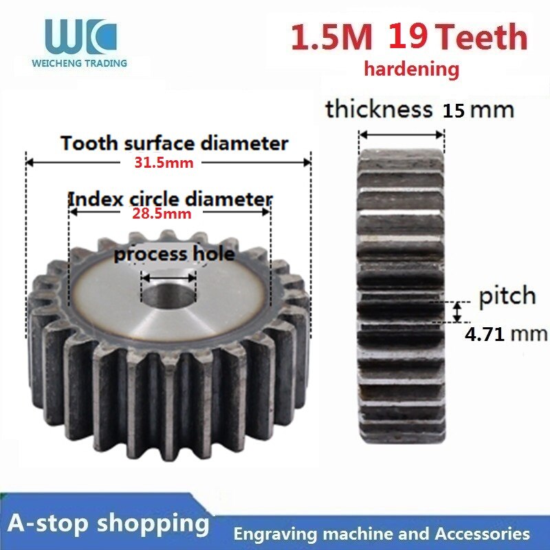 1pc 1.5M 19 Teeth 19T Module 1 Motor Gear Wheel harden teeth