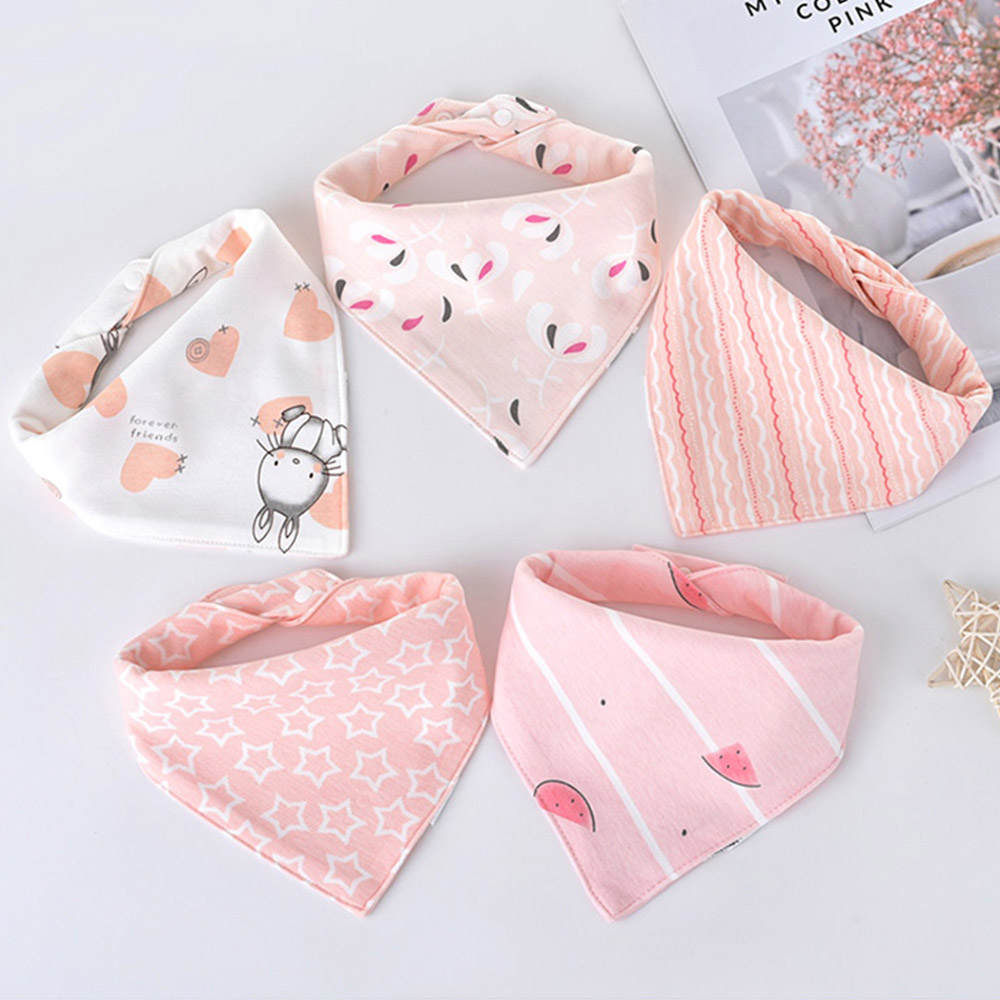5 Stks/partij Slabbers Driehoek Dubbele Katoen Slabbetjes Cartoon Print Speeksel Handdoek Baby Jongens Meisjes Voeden Schort Katoen Bandana Slabbetjes: 10