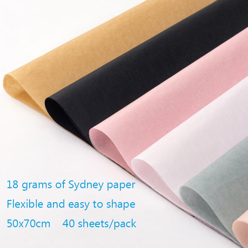 40pcs 50x70cm DIY Tissue Paper Wrapping Paper Decorative Flower Bouquet Craft Paper Clothing Packing Packaging