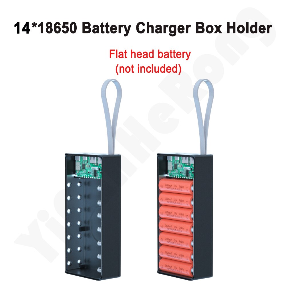 C14 18650 Batterij Houder Opladen Doos Pd Snelle Qi Draadloze Oplader Usb Type C Diy Power Bank Case 14*18650 Batterij Opbergdoos