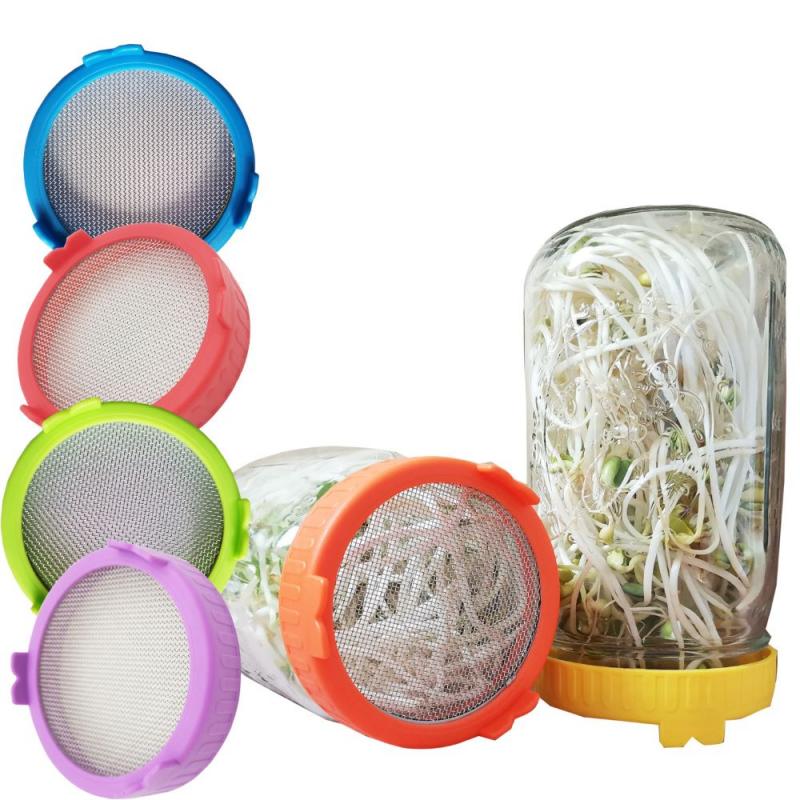 Mason Jar Sprouting Lid Wide Mouth Plastic Mason Cup Large Mason Bottle Type Stainless Steel Split Sprouting Lid Germination Lid