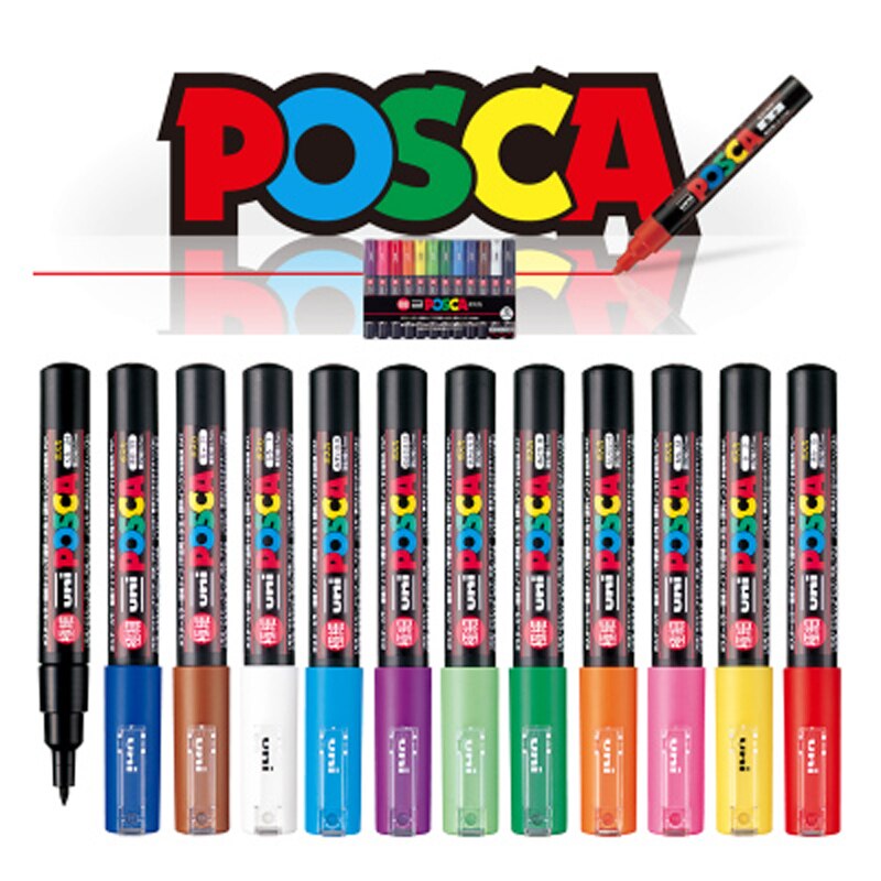 Mitsubishi Uni Posca Reclame Pen Pc-1m Uni Posca Reclame Pen Pc-1m Kantoor Kalibratie Pen 12 Kleur Set Aquarel Pen