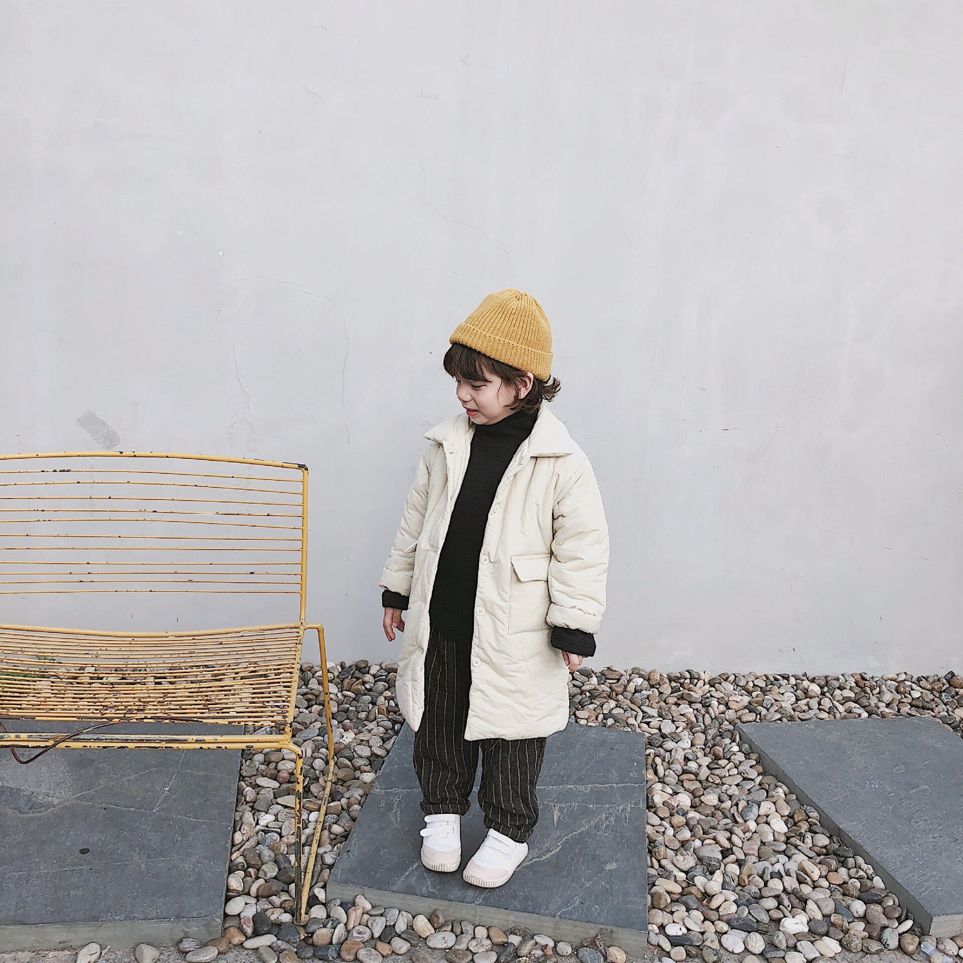 Veste d'hiver pour enfants garçons et filles | Vêtements d'hiver chauds et confortables en coton, à col pur et Long, pour bébés filles