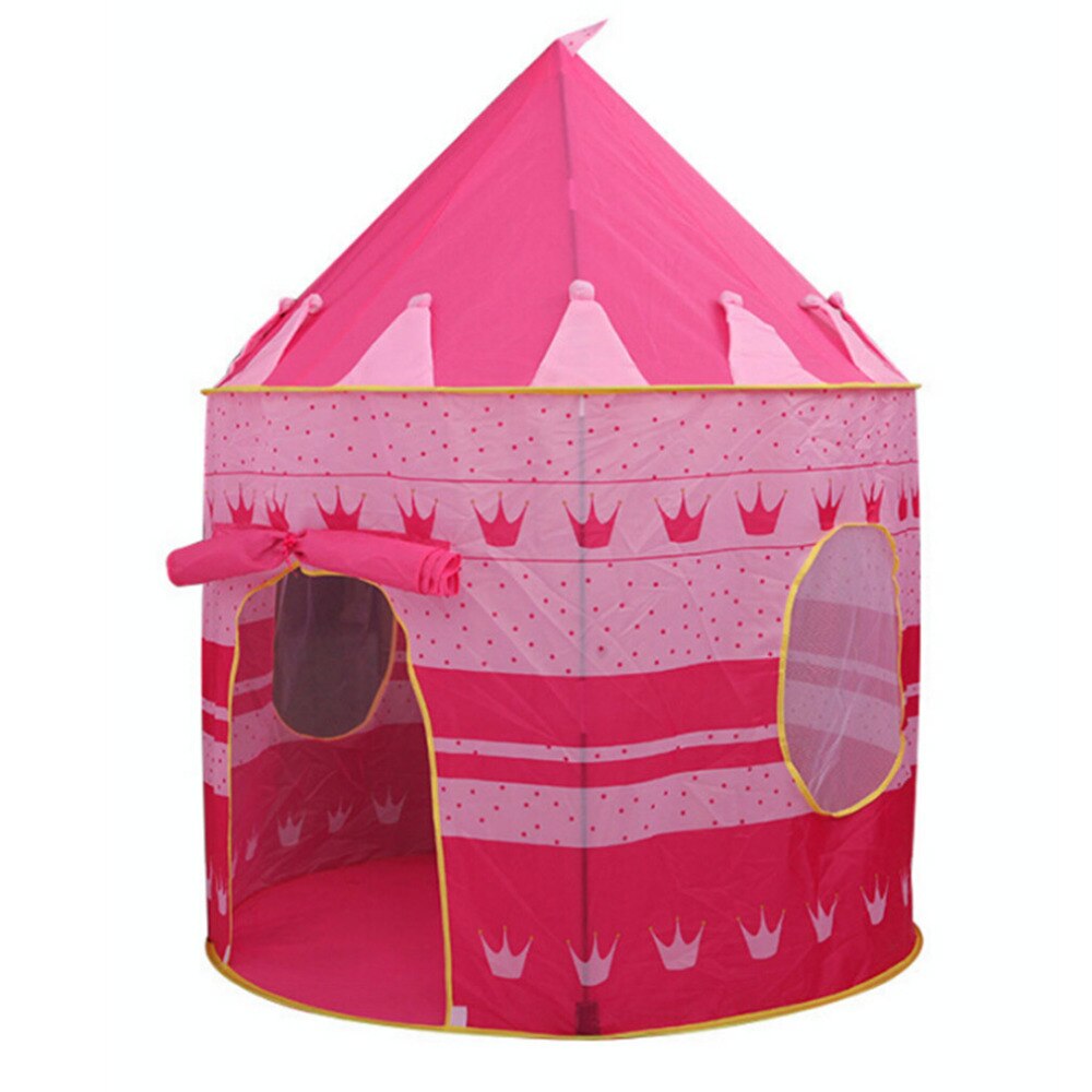 Kids Toys Play Tent Portable Foldable Tipi Prince Folding Tent Children Boy Cubby Play House Kids Outdoor Toy Tents Castle: pink