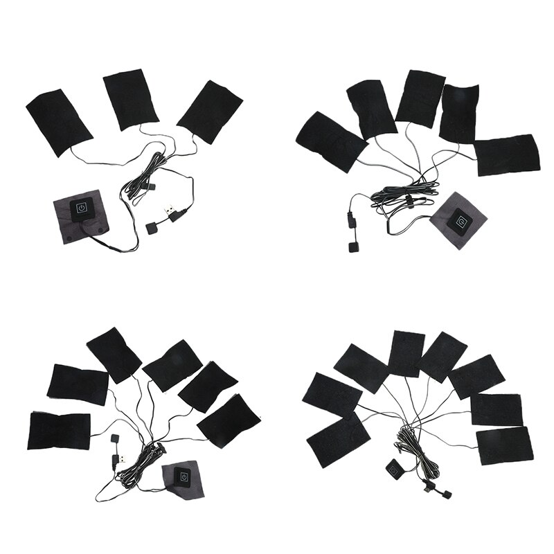 1/8PCS Washable USB Electric Heating Pad Outdoor Themal Warm Winter Heating Vest Pads for DIY Heated Clothing Warm Mobile