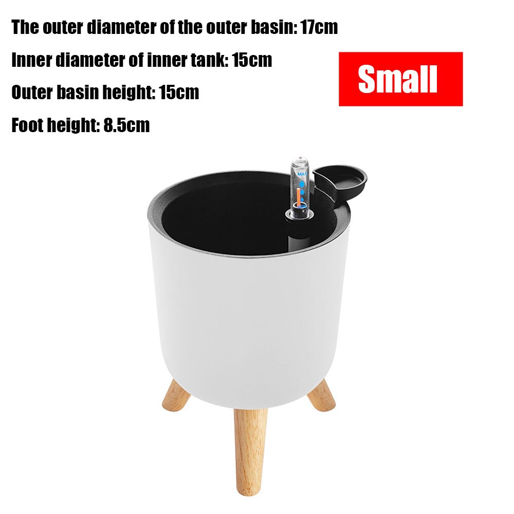 Self Watering Plant Flower Pot with Water Level Indicator Floor Desk Planter Balcony Office Planting Pot Gardening Supplies: Small White with Leg