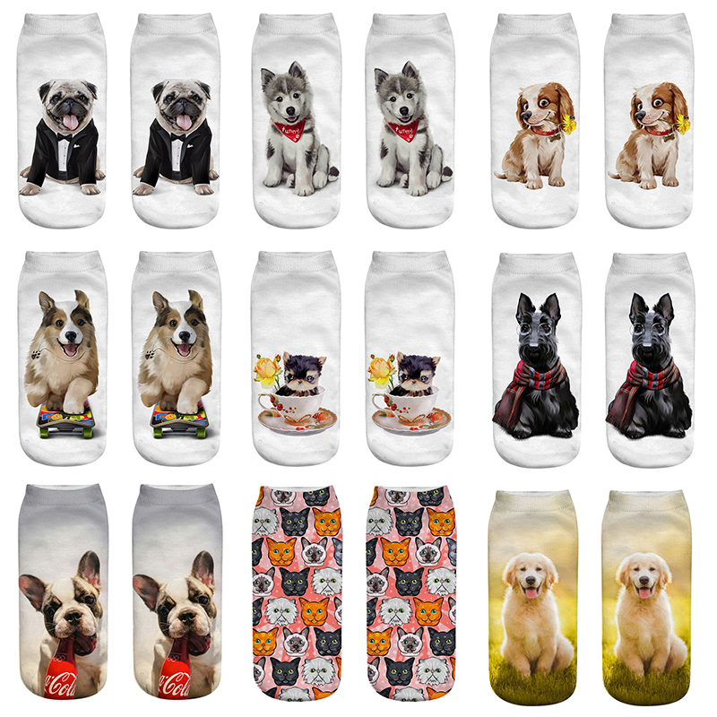Socks Women 9 Pairs Set Retro Elephant Print Socks Female And Interesting Animal 3D Printed Breathable Cotton Socks: AS11-1