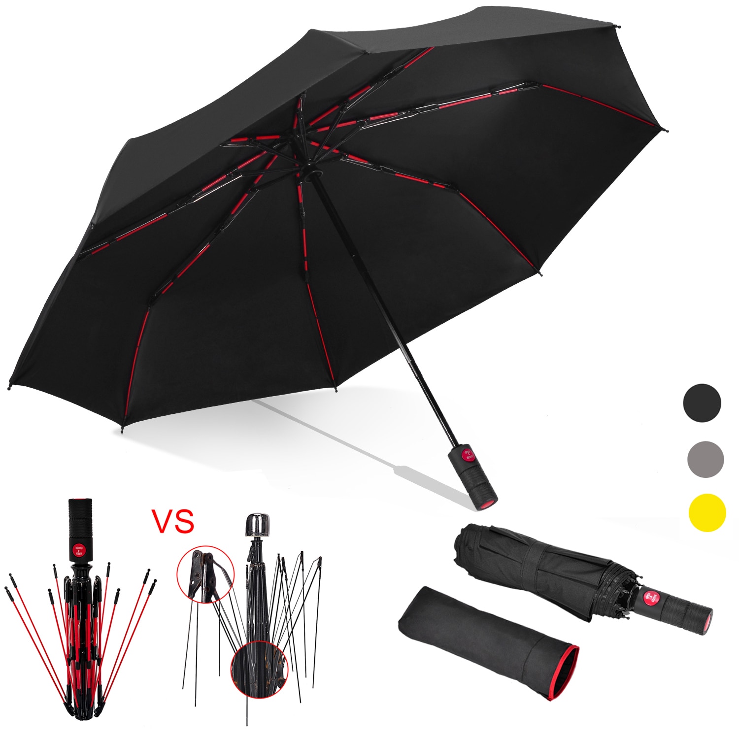 46 Inch Mannen Vrouwen Anti-Uv Regen Winddicht Reizen Paraplu 3 Fold Auto Open Close Automatische Paraplu Zwarte Coating uv Paraplu