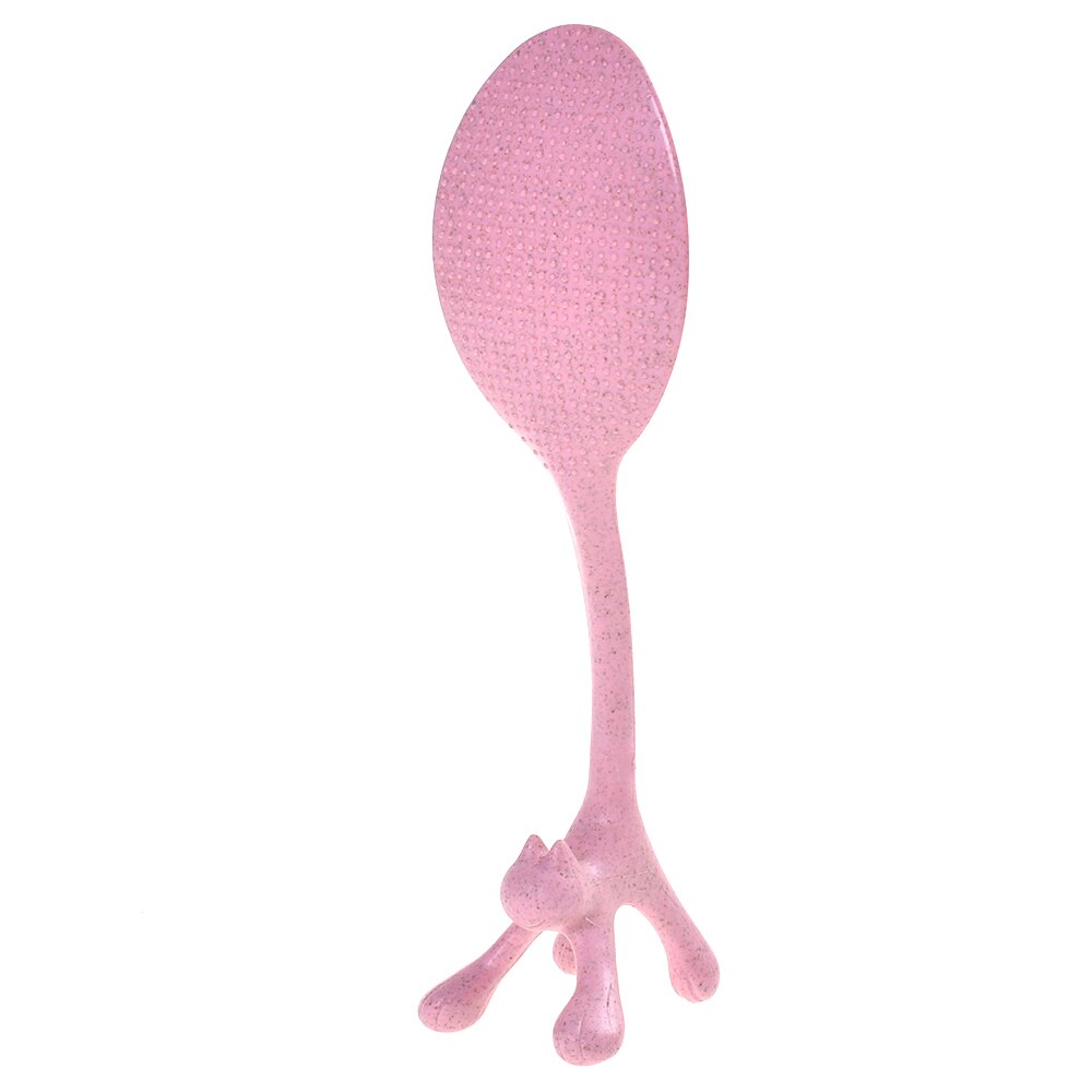 Cartoon Cute Cat Rice Spoon Wheat Straw Vertical Spoons Kitchen Accessories Cooking: Pink