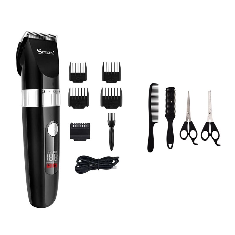 Elektrische Tondeuse Voor Mannen Professionele Haar Waterdichte Trimmer Scheermes Haar Snijmachine Kapper Clippers Lcd Diplay Kapsel: green