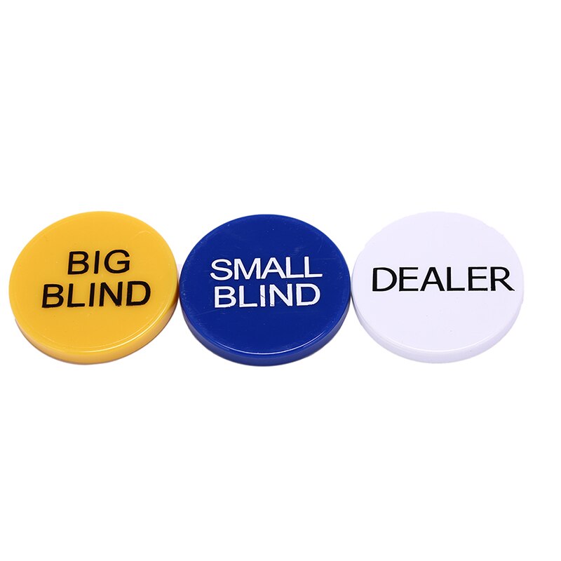 Juego de 3 uds. De botón para fiestas, juego de cartas de póker, Casino, ciego grande, duradero, pequeño, 5cm