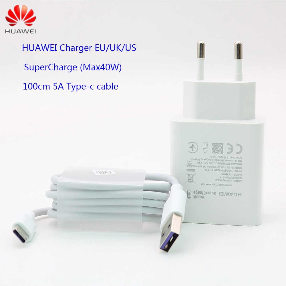 Chargeur d'origine Huawei P30 Pro 40W 10V4A chargeur de Charge adaptateur pour Mate 20 10 pro Honor Magic 2 Nova5 5A câble USB type C