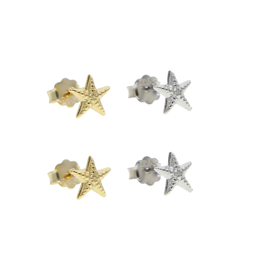 Real 925 Sterling Silver Small Cute Minimal Stud Earring For Women Starfish Bee Butterfly Spider Dragonfly Charm Jewelry