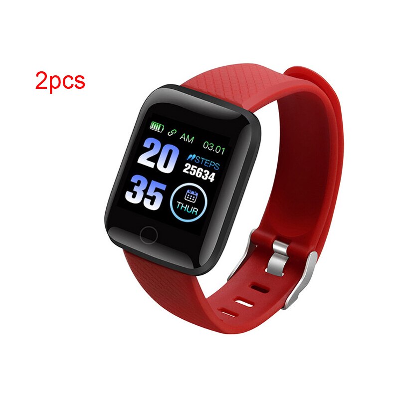 Original MoreFit 116 Plus Smart Watches Sport Smart Watch Wristband Heart Rate Monitor D13 Smartwatch VS Y68 D20 Smartwatches: 2pcs red