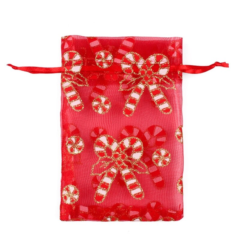 100 stuks kerst organza zakjes snoep doorschijnende zak sieraden bruiloft feest kerst verpakking display zakjes: 09