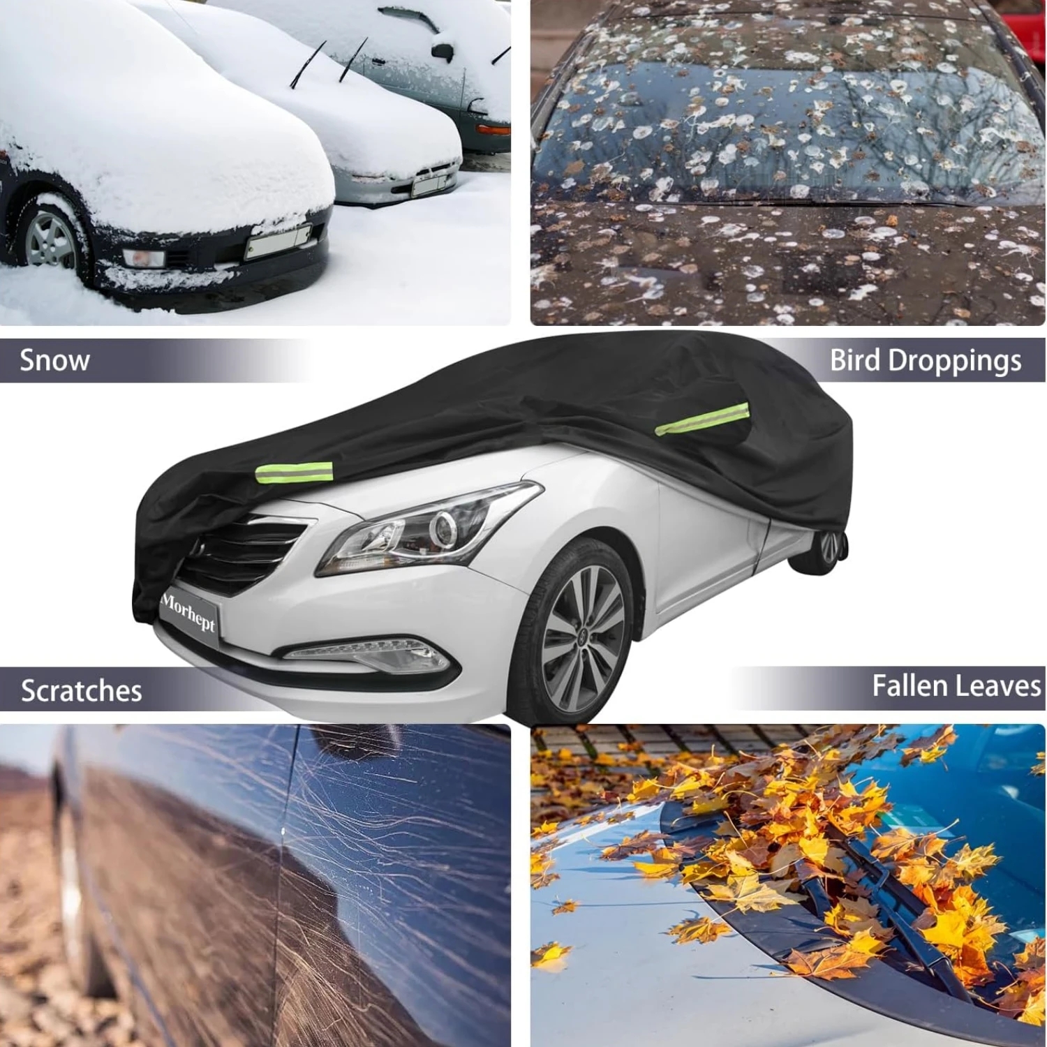 Universele Autohoes Voor Stofdichte Waterdichte Hoezen Voor Alle Weersomstandigheden Voor Auto 'S Buiten Volledig Exterieur Sedan Hoezen Zwart