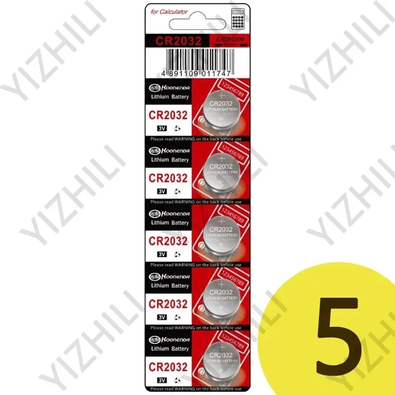 5 pces-50 pces cr2032 bateria de célula de botão 3v baterias de lítio 2032 br2032 para chaves de relógio calculadora controlador temporizador luzes led: YELLOW