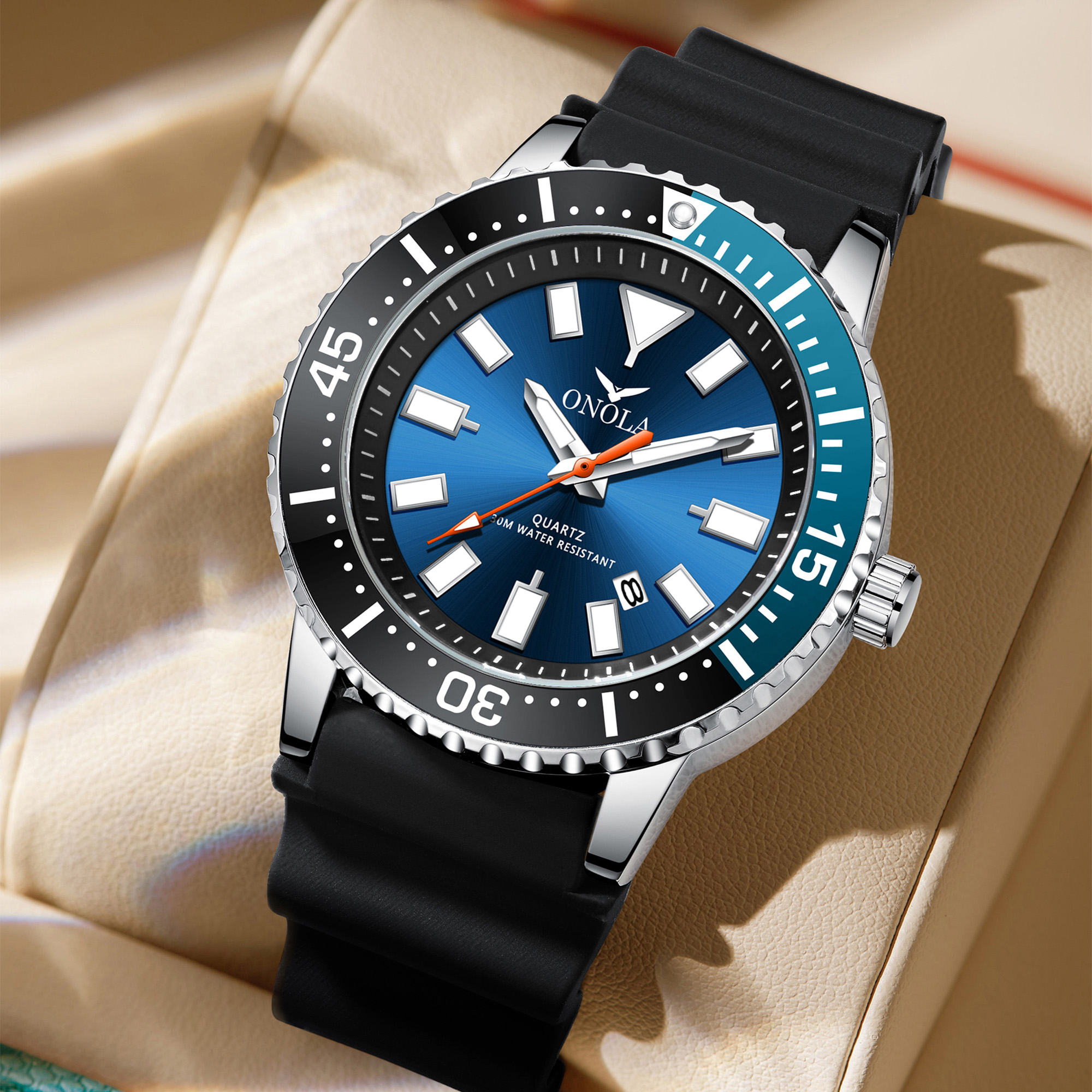 HEIßER Geschäft herren Uhr ONOLA Echtes Leder Wasserdichte Freizeit Quarzuhr männer Uhr