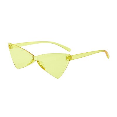 Frameless Cat Eye Sunglasses Women Triangle Small Size Frame Eyewear Reb Blue Green Lens Sun Glasses UV400: C5
