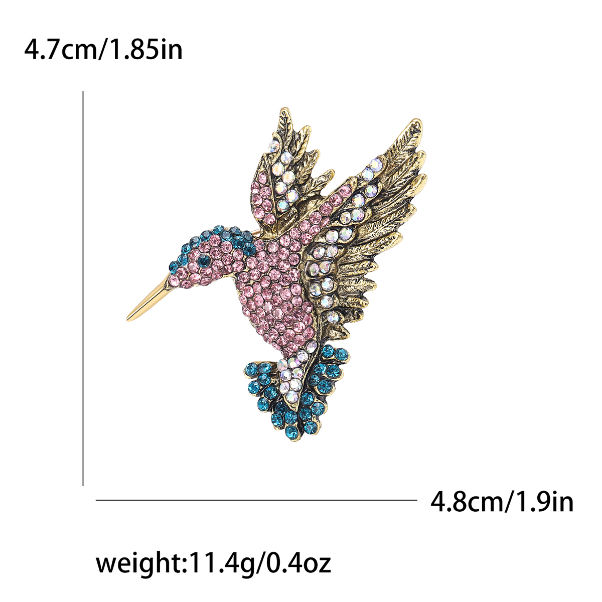 Broches colibri en strass pour femmes, unisexe, en verre, oiseau, animaux, Banquet, fête, sac à dos, , accessoires bijoux: Couleur jaune clair