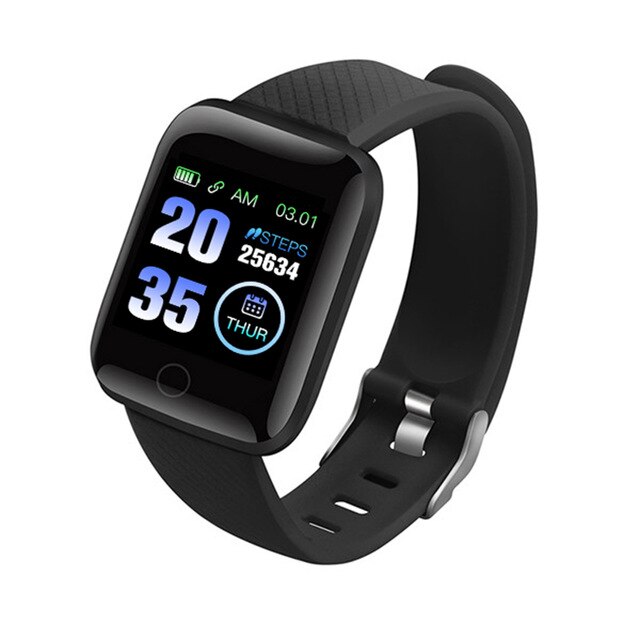 Bluetooth smart klocka män kvinnor blodtrycksmätare vattentät fitness tracker armband puls smartwatch för android ios: Svart