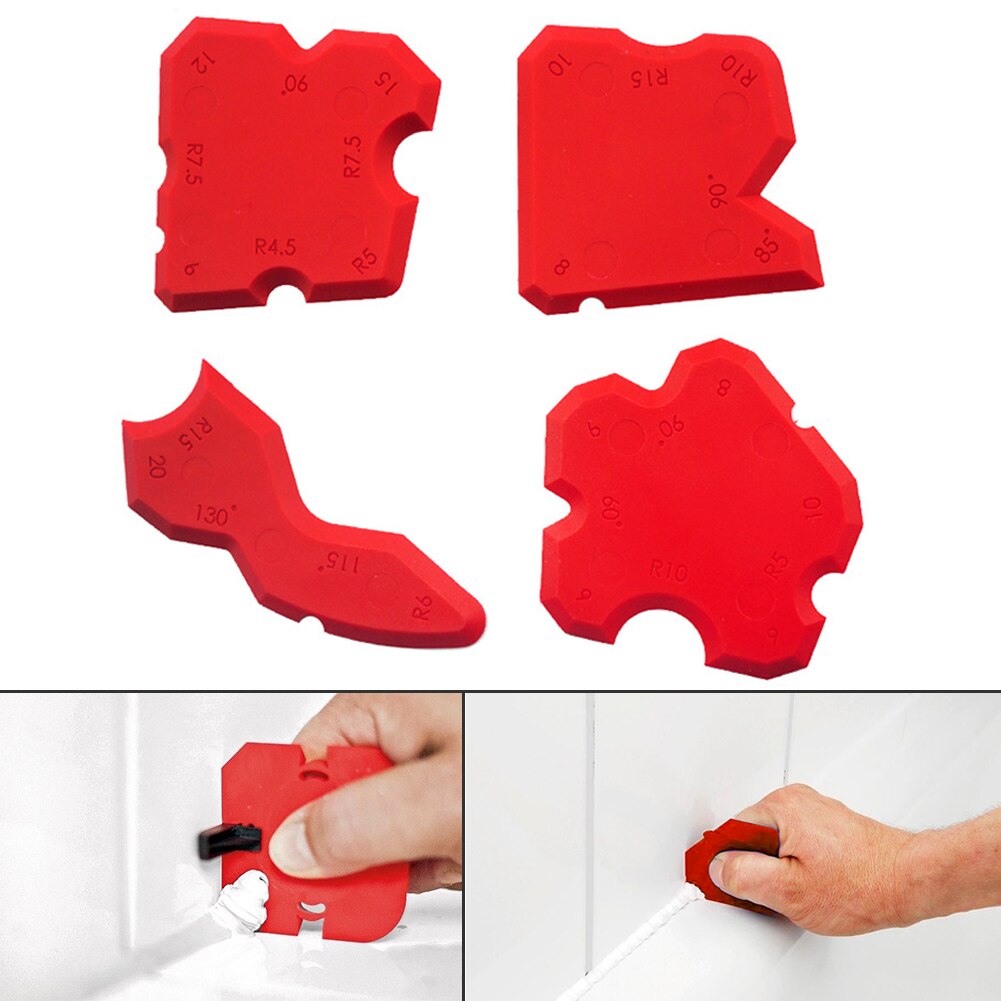 4pcs Profiling Silicone Sealant Scraper Caulking Grouting Line Joint Corner Finishing Applicator Tool Kit Smoothing