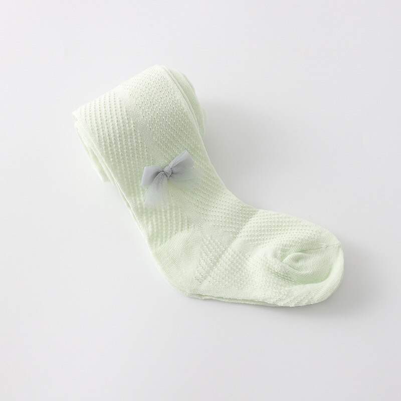 V-TREE Summer Baby Tights Bowknot Mesh Pantyhose Spanish Hollow Cotton Tight For Girls Infants Breathable Stockings: green / 6-12M