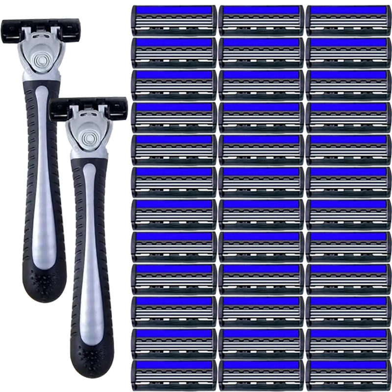 Maquinilla de afeitar Manual de 3 capas para mujer, maquinilla de afeitar clásica, juego de afeitado, cuchillas de acero inoxidable reemplazables, afeitadora para mujer con tira de lubricante, reutilizable