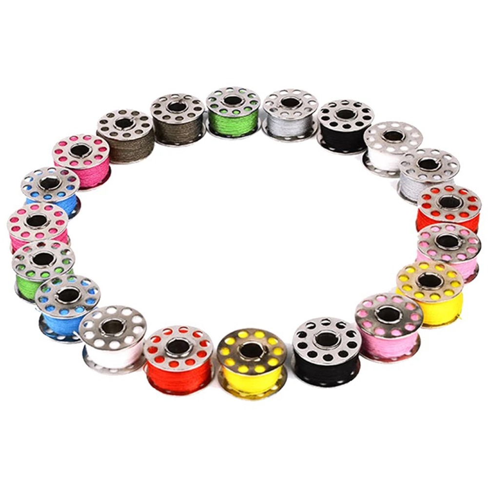 Carretes de plástico para máquina de coser, 25 bobinas de colores para el hogar, accesorios de trabajo hecho a mano, herramientas de costura