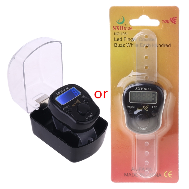 LED Finger Zähler Digitale Elektronische Zähler Runde Spur Handheld Clicker mit Ring Ziffern Anzeige Manuelle Dekompression Werkzeug: Schwarz