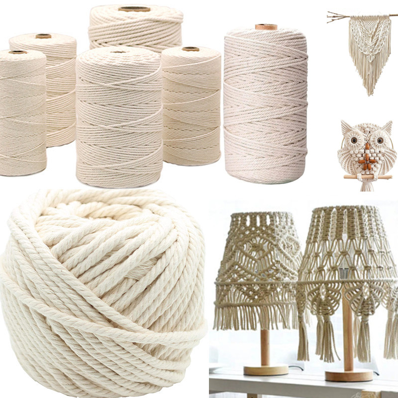 Corde de dentelle en coton naturel torsadé à la main, 1/2/3/4/5/6/8/10mm, tissage artisanal pour faire des cintres à plantes, décoration murale