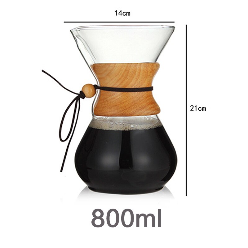 400ml 600ml 800ml Espresso Coffe Machine tea water Pot set Stainless Steel Filter Pot Resistant Glass Maker Coffee Pot: 800ml