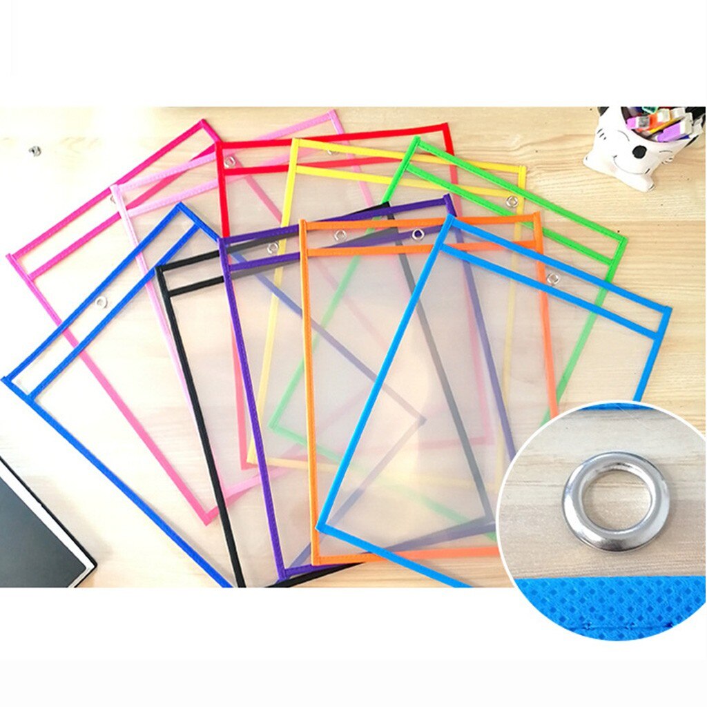 10/30 PIÈCES Réutilisable Sec Effaçable Poches transparentes Écrire Et Essuyer Planche à Dessin Brosse Sèche Sac Pochette Pour Enseigner Aux Enfants le Pastels: 30PCS