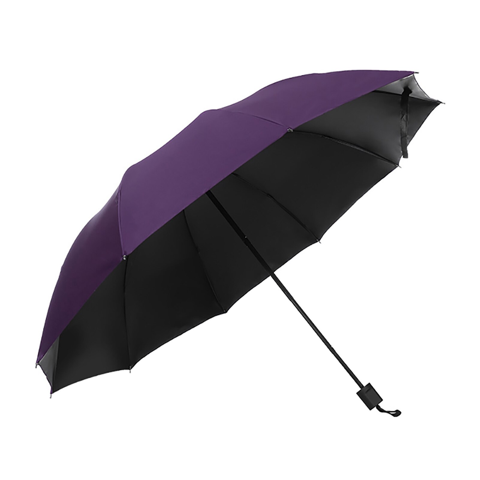Sombrilla plegable de viaje con protección UV, 58 pulgadas, 3 pliegues, para la familia, resistente al viento, para Golf, exteriores, negocios, Extra grande, portátil: Púrpura