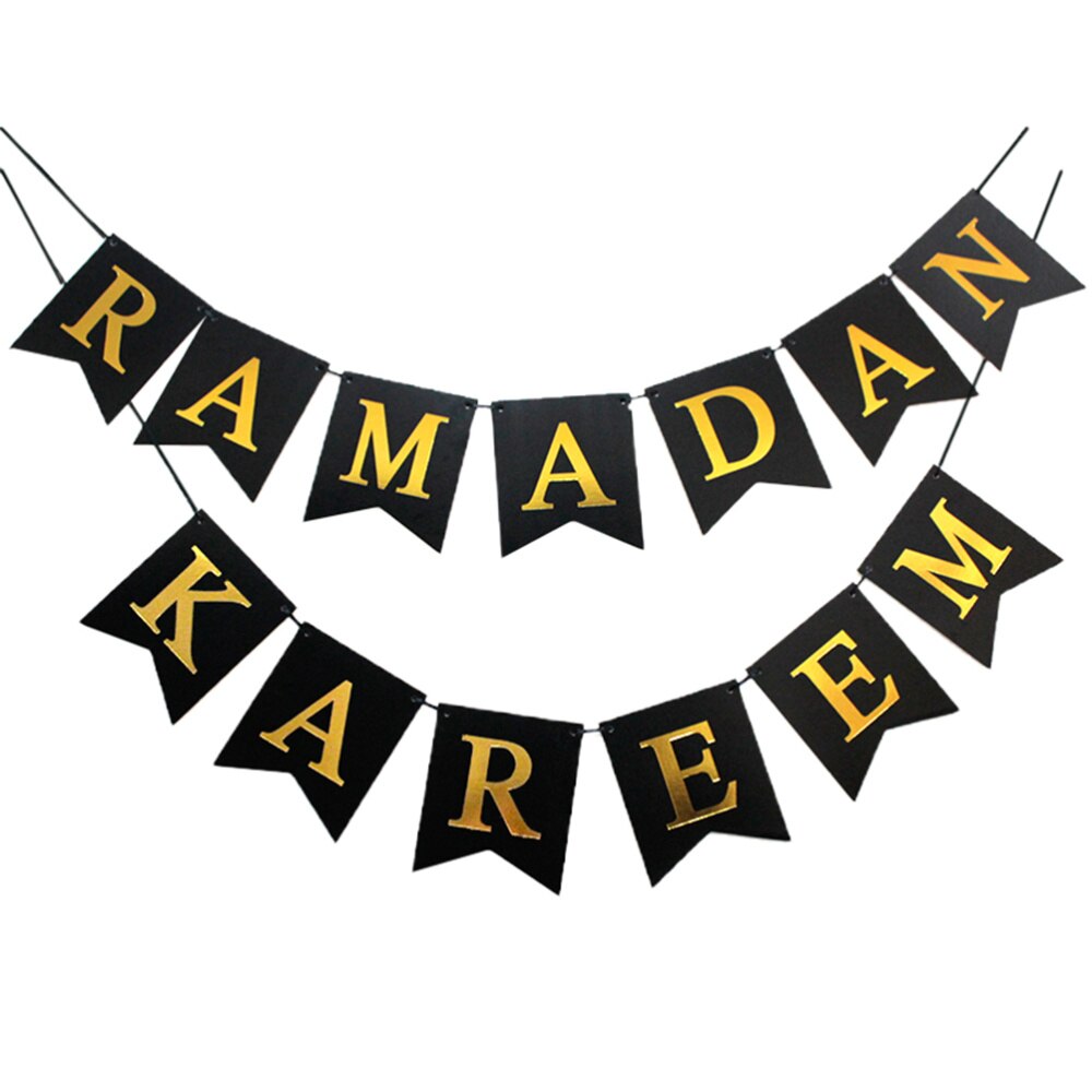 1 Set Eid Mubarak Party Decorative Banner Ramadan Kareem Letter Paper Bunting: Default Title